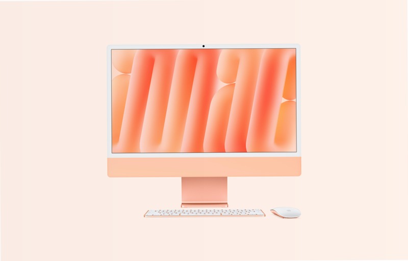 iMac, 24-pollici, M4 Chip, CPU 10‑core, GPU 10-core, Arancione, Vetro nanotexture, Sostegno, 24GB di memoria, 2TB di archiviazione