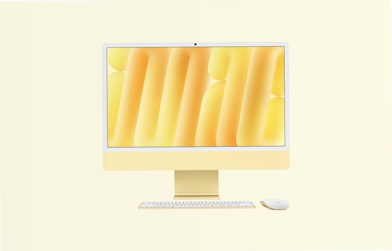 iMac, 24-pollici, M4 Chip, CPU 10‑core, GPU 10-core, Giallo, Vetro standard, Sostegno, 16GB di memoria, 512GB di archiviazione