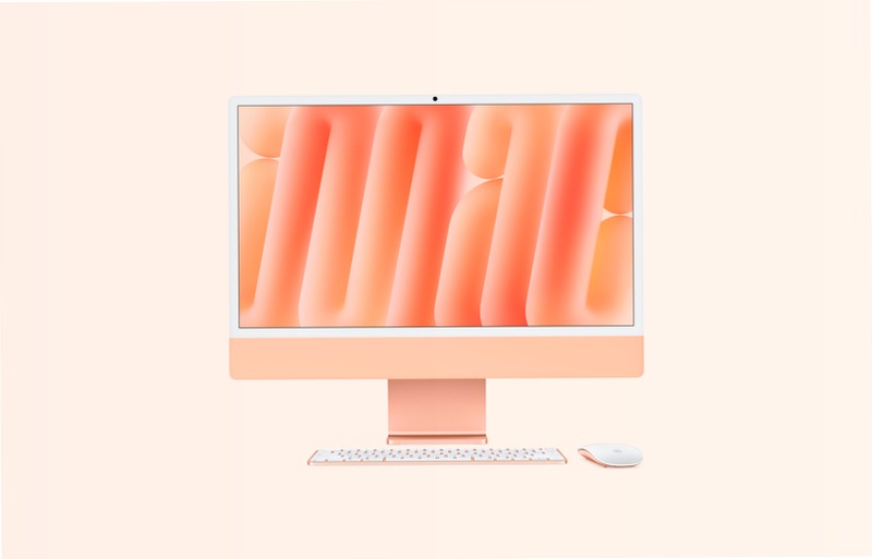iMac, 24-pollici, M4 Chip, CPU 10‑core, GPU 10-core, Arancione, Vetro standard, Adattatore VESA, 24GB di memoria, 512GB di archiviazione