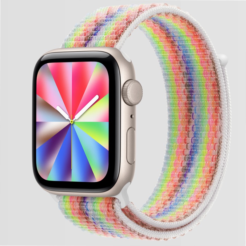 Apple Watch SE 3 GPS, Cassa 44 mm in alluminio galassia con Sport Loop Pride Edition watchOS