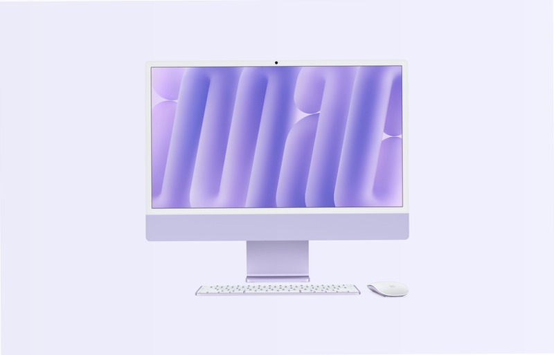 iMac, 24-pollici, M4 Chip, CPU 10‑core, GPU 10-core, Viola, Vetro standard, Adattatore VESA, 24GB di memoria, 1TB di archiviazione