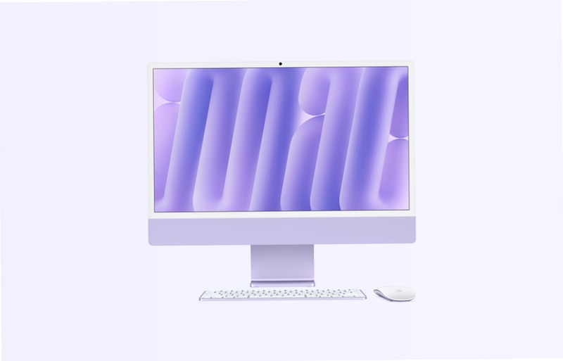 iMac, 24-pollici, M4 Chip, CPU 10‑core, GPU 10-core, Viola, Vetro standard, Sostegno, 16GB di memoria, 512GB di archiviazione