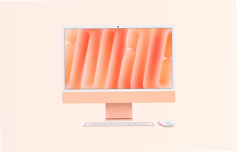 iMac, 24-pollici, M4 Chip, CPU 8-core, GPU 8‑core, Arancione, Sostegno, 16GB di memoria, 512GB di archiviazione