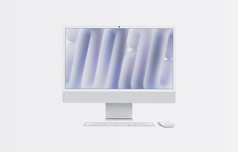 iMac, 24-pollici, M4 Chip, CPU 10‑core, GPU 10-core, Argento, Vetro standard, Adattatore VESA, 24GB di memoria, 512GB di archiviazione