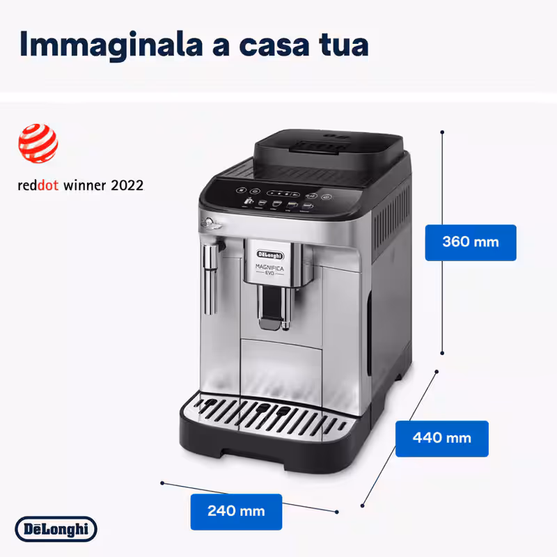 Macchina automatica per caffè Magnifica Evo ECAM292.33.SB Argento 15bar Chicchi