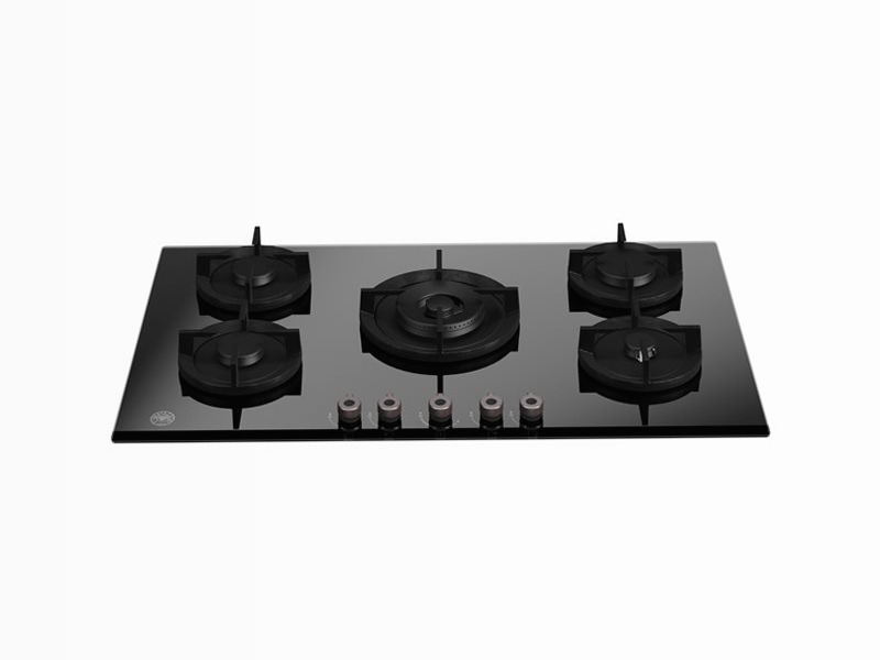 Piano Cottura Gas 90 cm Cristallo Wok Centrale Ghiaccio