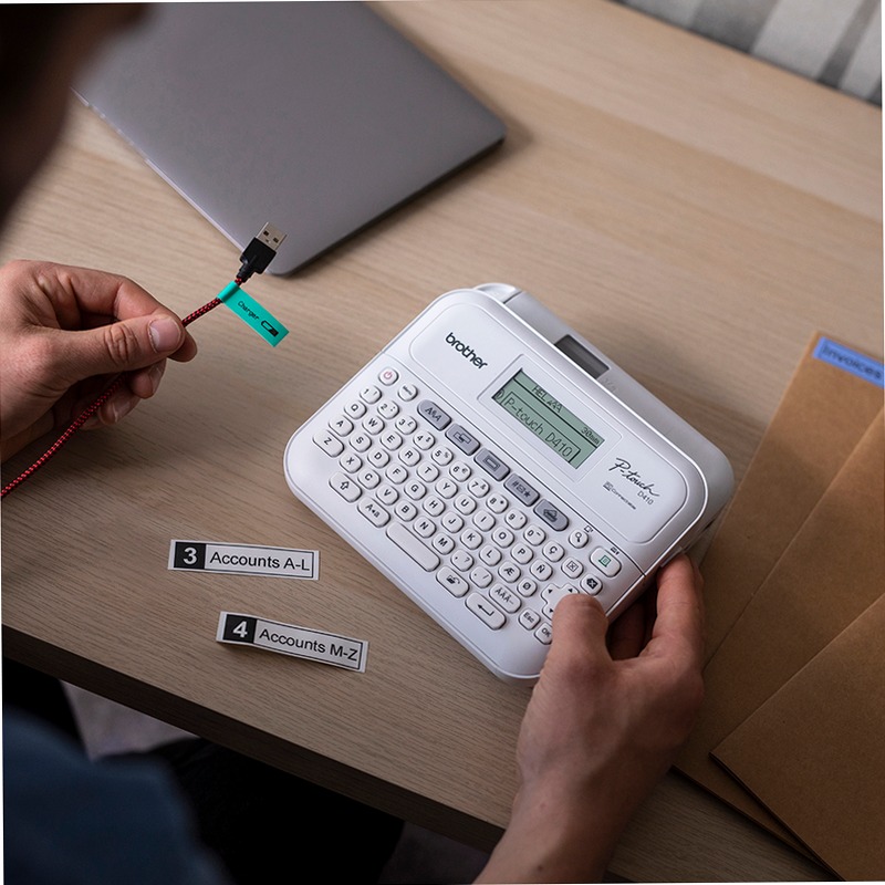 Etichettatrice Brother PT-D410 - Etichette Professionali per Ufficio e Casa USB