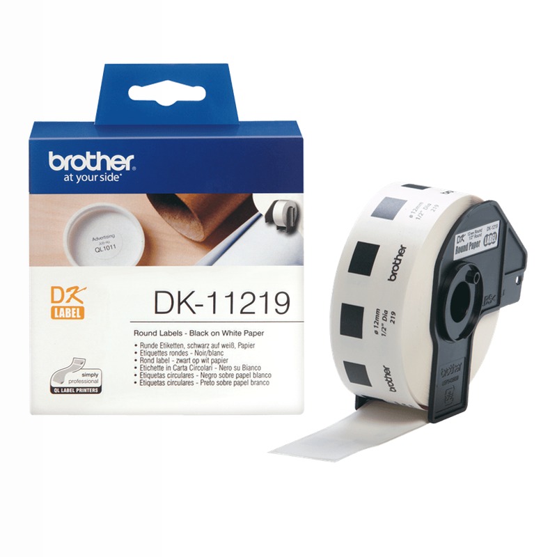 Etichette circolari nero su bianco DK11219