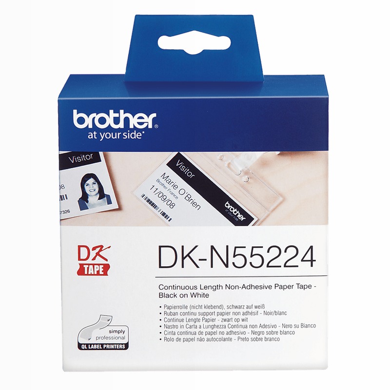 Nastro nero su bianco Brother DK-N55224