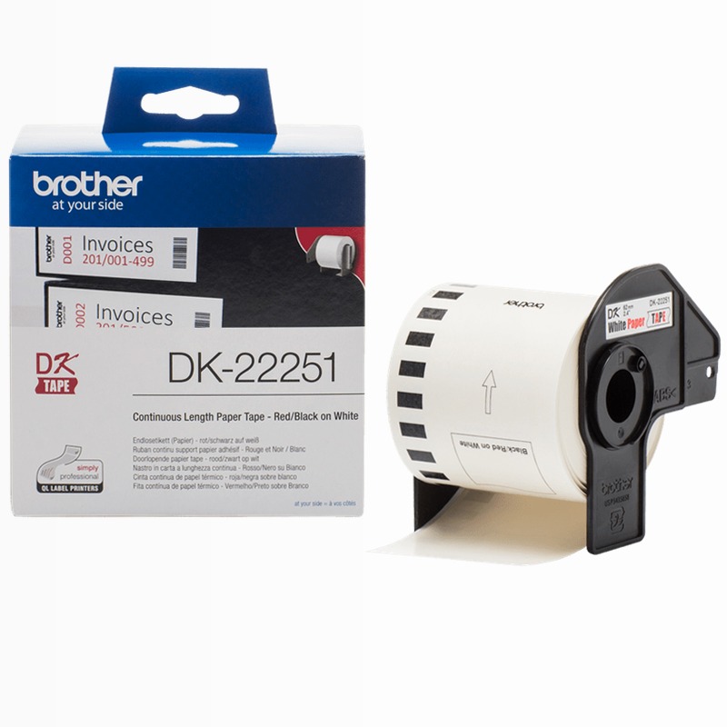 Etichette Brother DK22251 - Nero e Rosso su Bianco