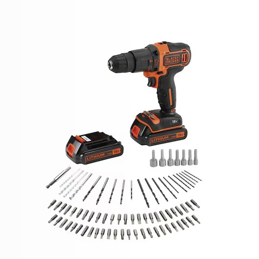 Trapano/Avvitatore a percussione 18V Litio in valigetta premium con doppia batteria, caricabatterie rapido e 80 accessori