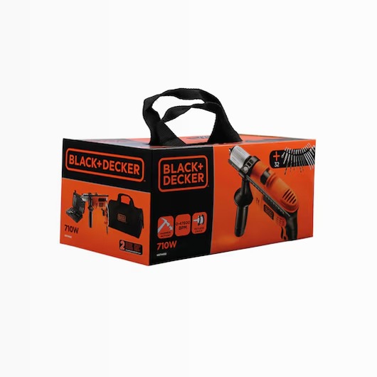 Trapano a percussione 710W in borsa multiuso con 32 accessori | BLACK+DECKERBack ButtonSearch IconFilter Icon