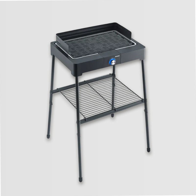 Barbecue elettrico con griglia in alluminio pressofuso, supporto e ripiano - Severin