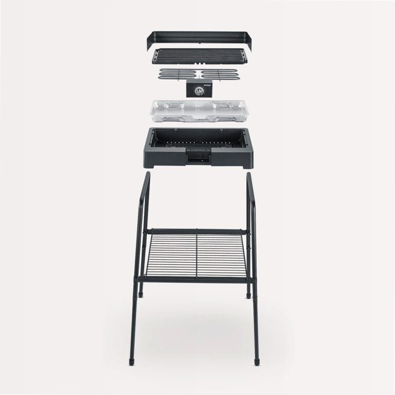 Barbecue elettrico con griglia in alluminio pressofuso, supporto e ripiano - Severin