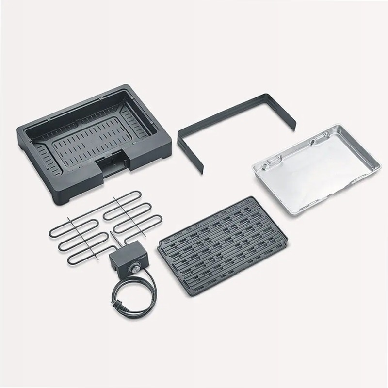 Barbecue elettrico con griglia in alluminio pressofuso, supporto e ripiano - Severin