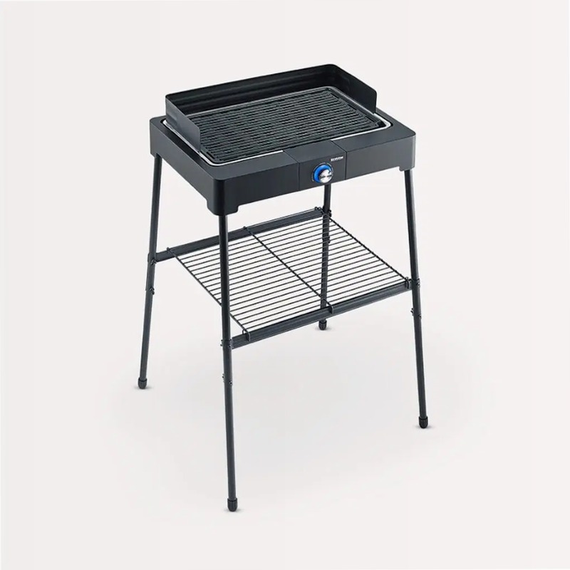 Barbecue elettrico con griglia in alluminio pressofuso, supporto e ripiano - Severin