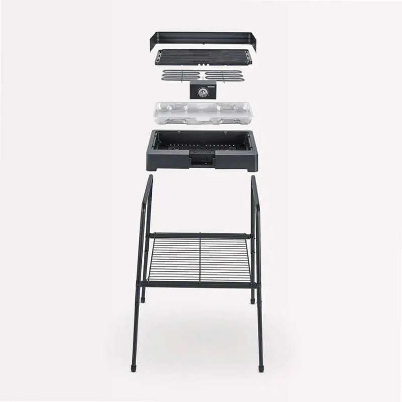 Barbecue elettrico con griglia in alluminio pressofuso, supporto e ripiano - Severin