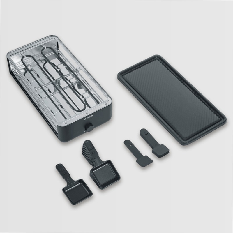 Black Line Lite Raclette-Grill mit Grillplatte - Severin Nero