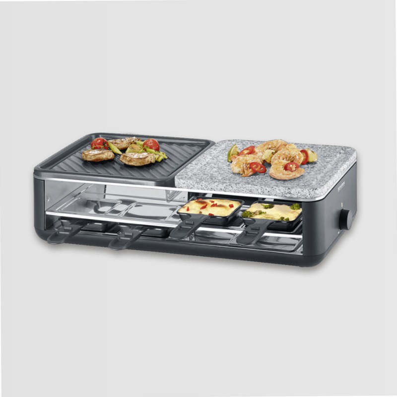 Black Line Lite Raclette-Grill mit Naturstein und Grillfläche - Severin Nero