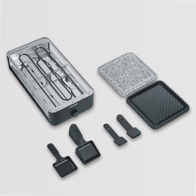 Black Line Lite Raclette-Grill mit Naturstein und Grillfläche - Severin Nero