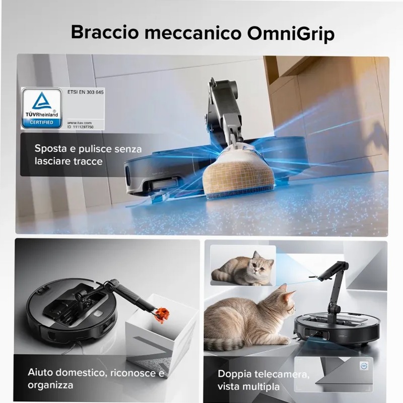 Roborock Saros Z70 - Aspirapolvere robotico con braccio meccanico OmniGrip™ 22w