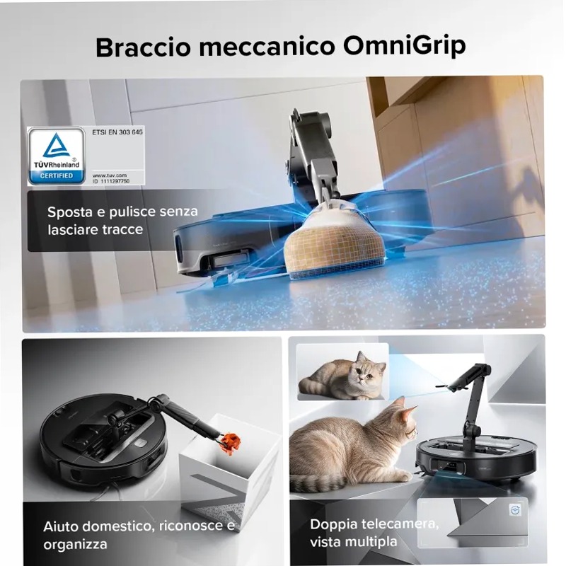 Roborock Saros Z70 - Aspirapolvere robotico con braccio meccanico OmniGrip™ 22w