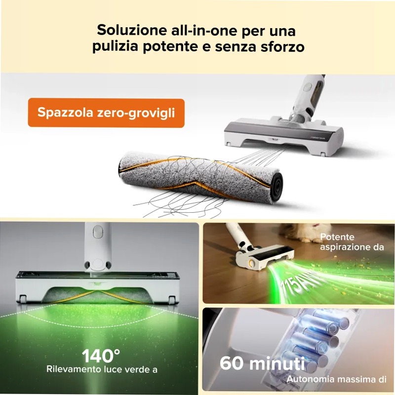 Roborock H60 Hub: Pulizia senza sforzo e igienica 0.5lt A Beige