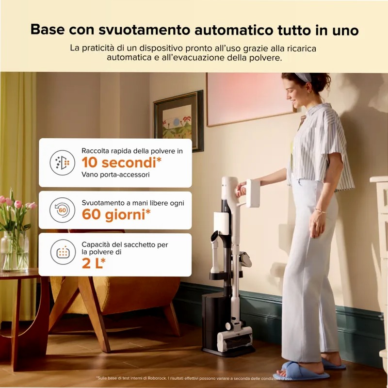 Roborock H60 Hub: Pulizia senza sforzo e igienica 0.5lt A Beige