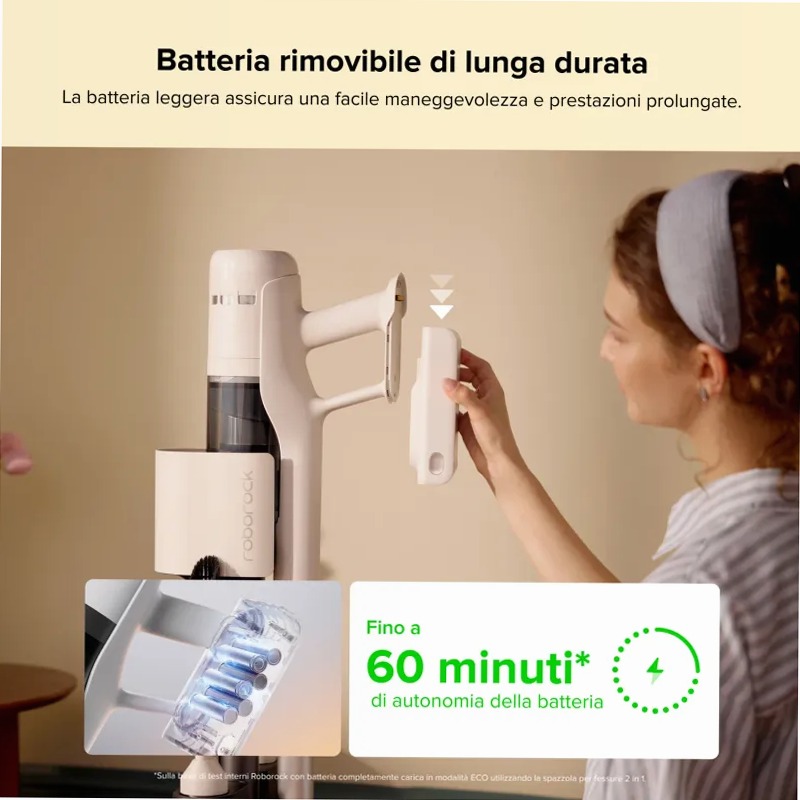 Roborock H60 Hub: Pulizia senza sforzo e igienica 0.5lt A Beige