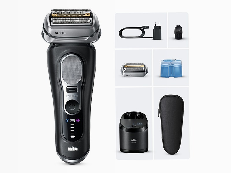 Braun rasoio elettrico Series 9 Pro+ 9660ccps con tecnologia Pro SensoAdapt, stazione SmartCare 6in1, testina rasoio extra, nero