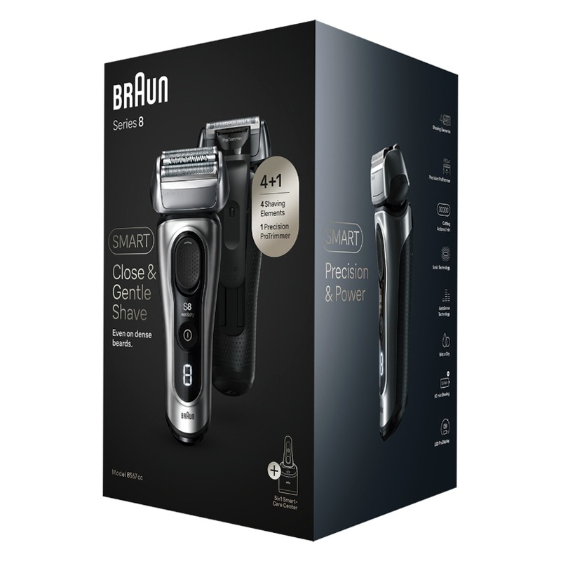 Braun Kit: Rasoio elettrico Series 8, stazione SmartCare 5in1 + crema King C. Gillette per idratare la pelle del viso e ammorbidire la barba