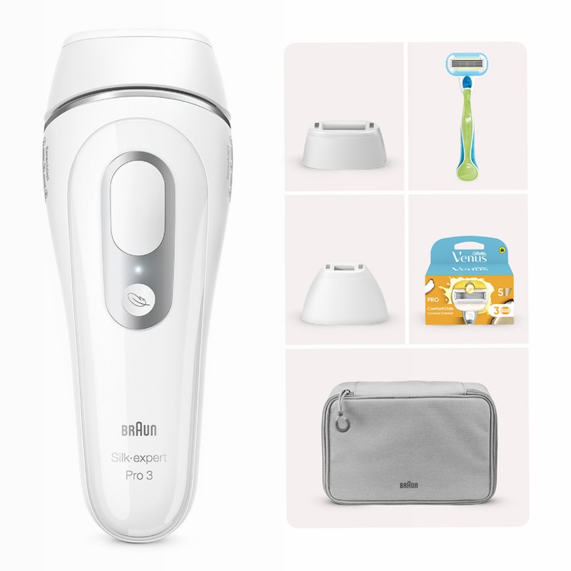 Braun Kit: Luce Pulsata Silk·expert Pro 3 + 4 Accessori + Lamette Gillette Venus Sì