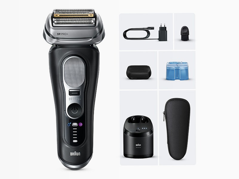 Braun rasoio elettrico Series 9 Pro+ 9690cce con tecnologia Pro SensoAdapt, stazione SmartCare 6in1, testina ProComfort, nero
