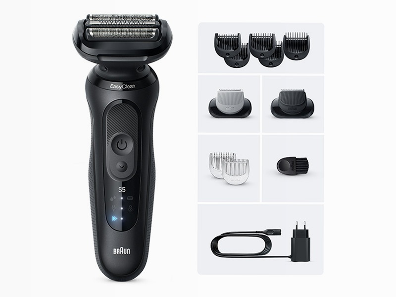 Rasoio Elettrico Braun Series 5 52-N1650si con 2 accessori, nero.