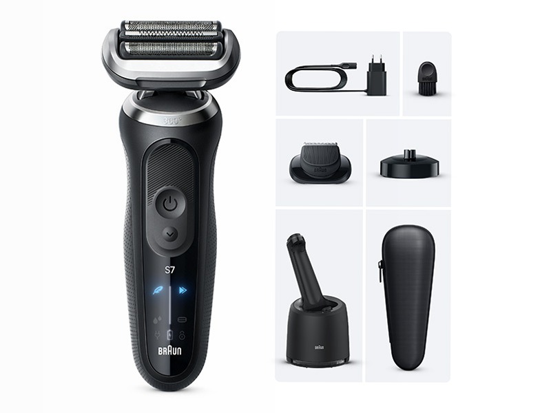 Braun rasoio elettrico Series 7 72-N4200cs con stazione SmartCare 4in1, 1 accessorio, base di ricarica e custodia, nero
