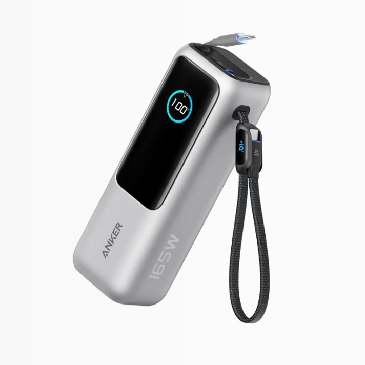 Anker Laptop Power Bank (25K, 165W, cavi integrati e retrattili)+Caricabatterie Anker per laptop (140 W, 4 porte, PD 3.1) con cavo USB-C