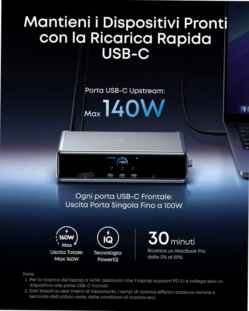 Anker Prime Docking Station(14-in-1, Tre schermi, Link Display)