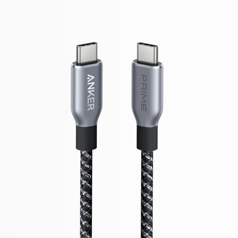 Caricabatterie Anker Prime (250 W, 6 porte, GaNPrime)+Cavo Anker Prime da USB-C a USB-C (240 W, intrecciato riciclato)