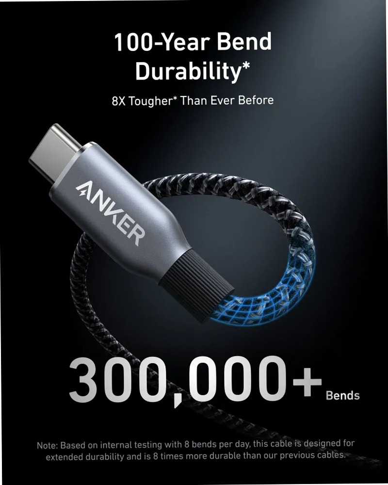 Cavo Anker Prime da USB-C a USB-C (240 W, intrecciato riciclato)