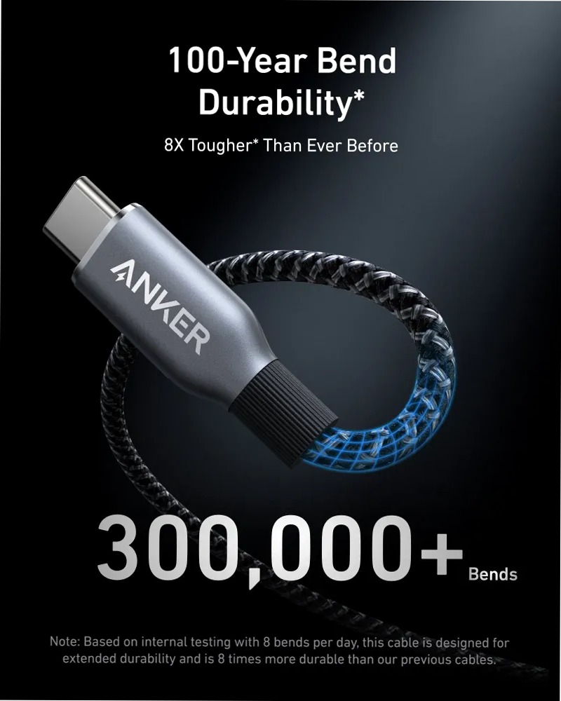 Cavo Anker Prime da USB-C a USB-C (240 W, intrecciato riciclato)
