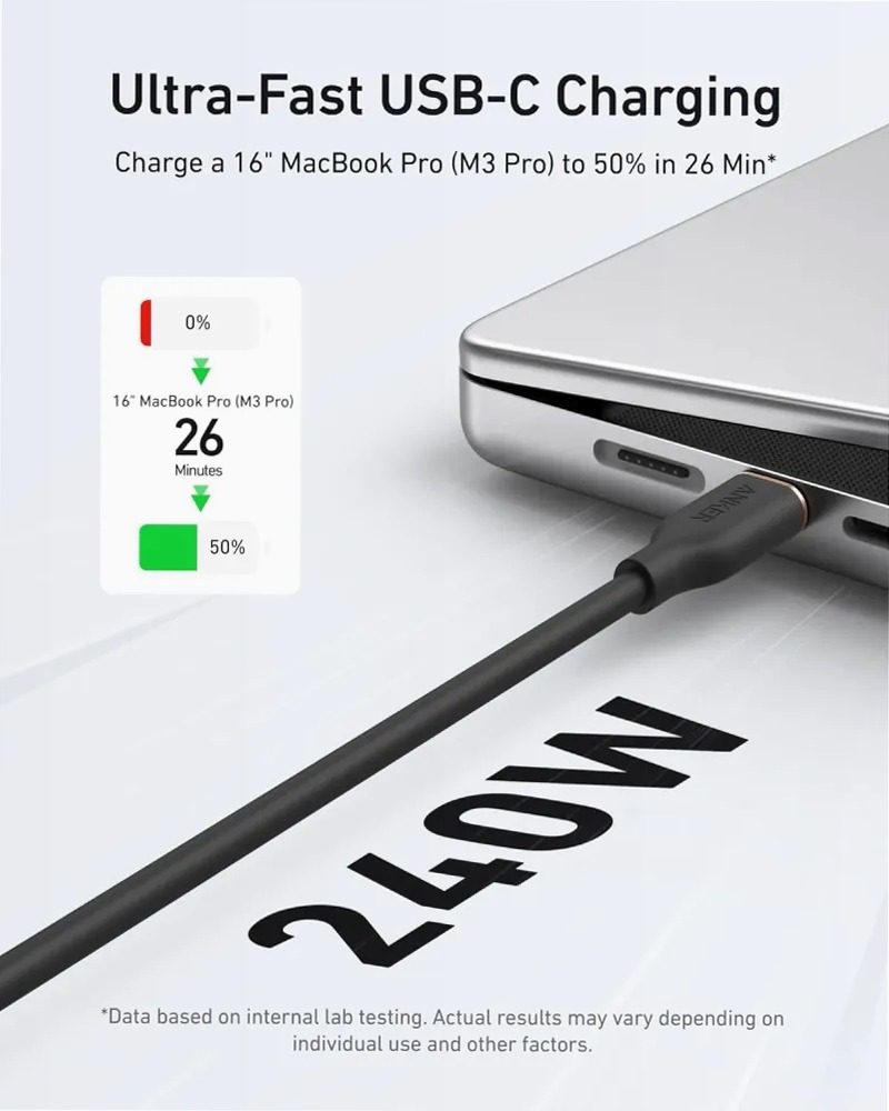 Anker Cavo USB‑C a USB‑C (90 cm, 240 W, Silicone)