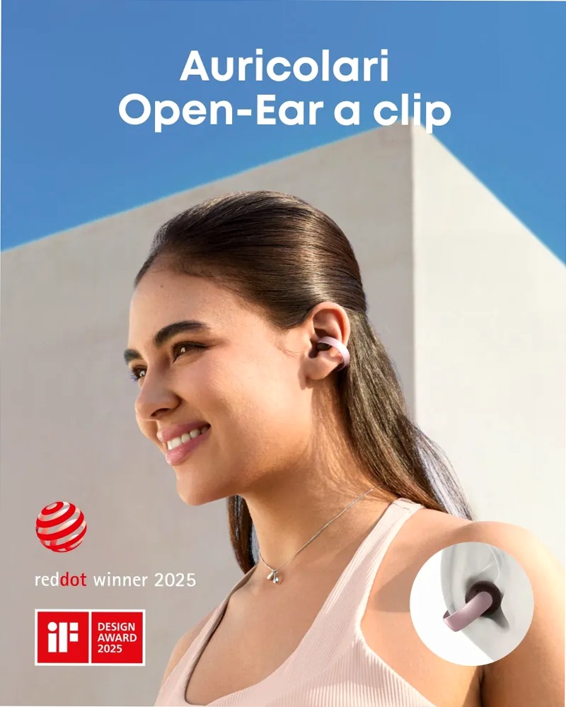 soundcore AeroClip |Auricolari open‑ear clip‑on con comfort adattivo