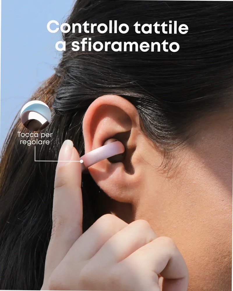 soundcore AeroClip |Auricolari open‑ear clip‑on con comfort adattivo