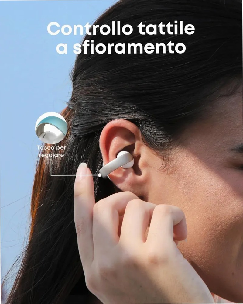 soundcore AeroClip |Auricolari open‑ear clip‑on con comfort adattivo