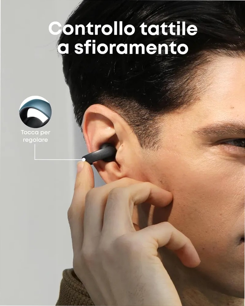 soundcore AeroClip |Auricolari open‑ear clip‑on con comfort adattivo