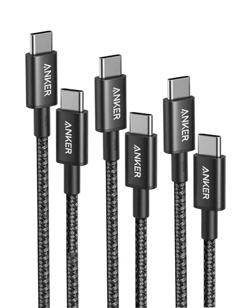 Anker 333 Cavo USB‑C a USB‑C (1 m + 1,8 m + 3 m, Confezione da 3 pezzi)