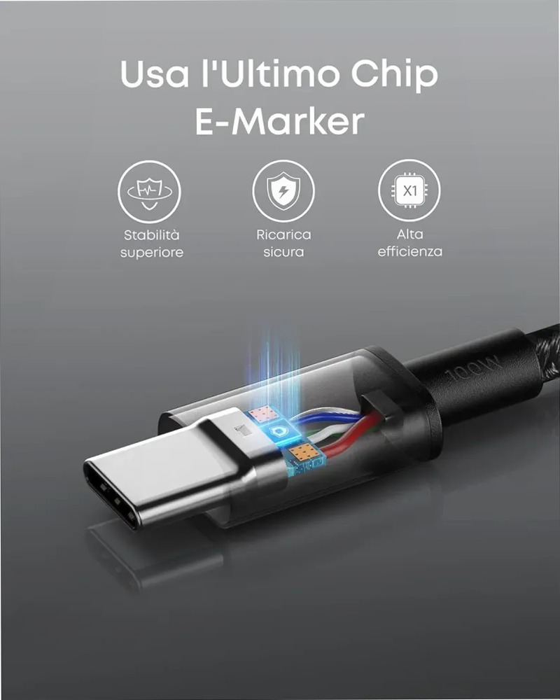 Anker 333 Cavo USB‑C a USB‑C (1 m + 1,8 m + 3 m, Confezione da 3 pezzi)