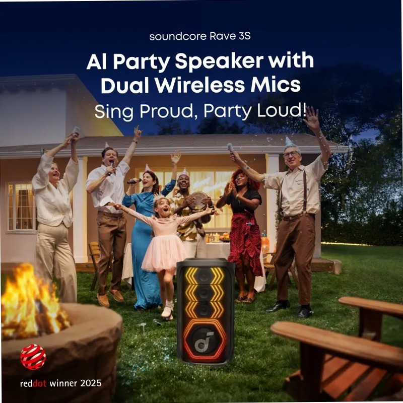 soundcoreRave 3S | Altoparlante per karaoke con intelligenza artificiale e suono da 200 W