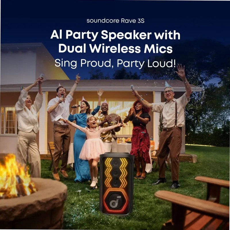 soundcoreRave 3S | Altoparlante per karaoke con intelligenza artificiale e suono da 200 W