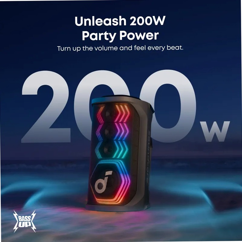 soundcoreRave 3S | Altoparlante per karaoke con intelligenza artificiale e suono da 200 W